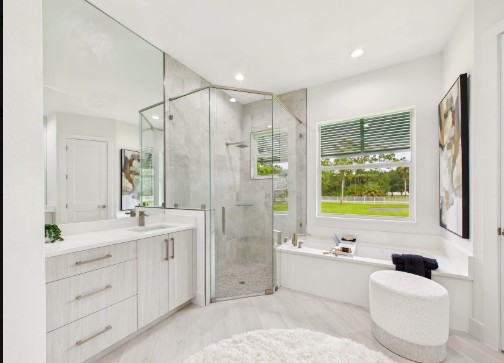Primary Bath after the renovation at 10th Avenue Estate in Naples, Florida